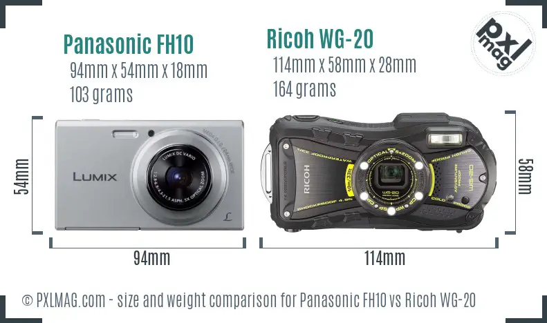 Panasonic FH10 vs Ricoh WG-20 size comparison Panasonic FH10 vs Ricoh WG-20 size comparison
