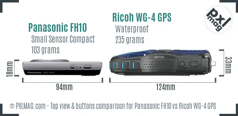 Panasonic FH10 vs Ricoh WG-4 GPS top view buttons comparison