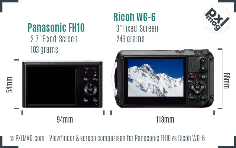 Panasonic FH10 vs Ricoh WG-6 Screen and Viewfinder comparison