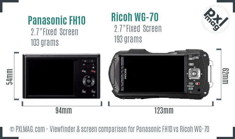 Panasonic FH10 vs Ricoh WG-70 Screen and Viewfinder comparison