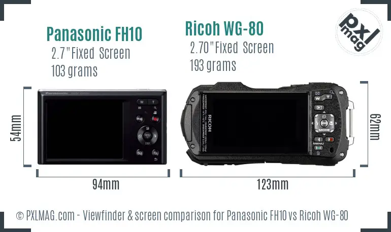 Panasonic FH10 vs Ricoh WG-80 Screen and Viewfinder comparison