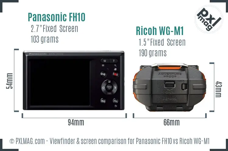 Panasonic FH10 vs Ricoh WG-M1 Screen and Viewfinder comparison