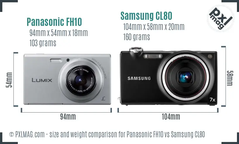 Panasonic FH10 vs Samsung CL80 size comparison