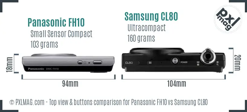 Panasonic FH10 vs Samsung CL80 top view buttons comparison