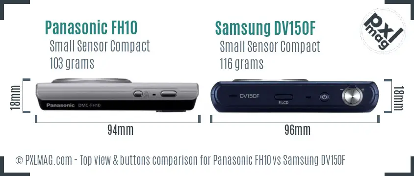 Panasonic FH10 vs Samsung DV150F top view buttons comparison