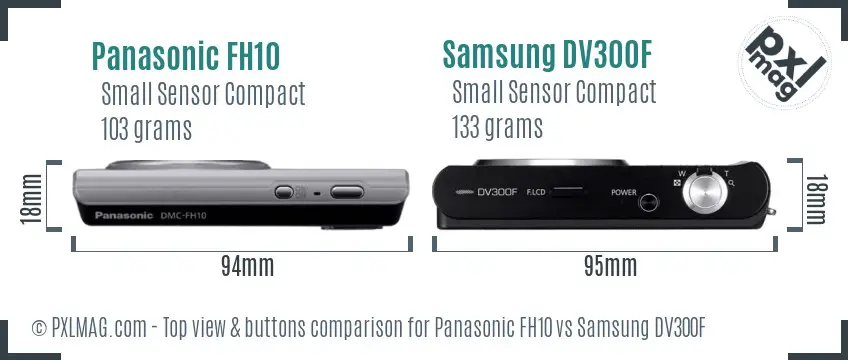 Panasonic FH10 vs Samsung DV300F top view buttons comparison Panasonic FH10 vs Samsung DV300F top view buttons comparison