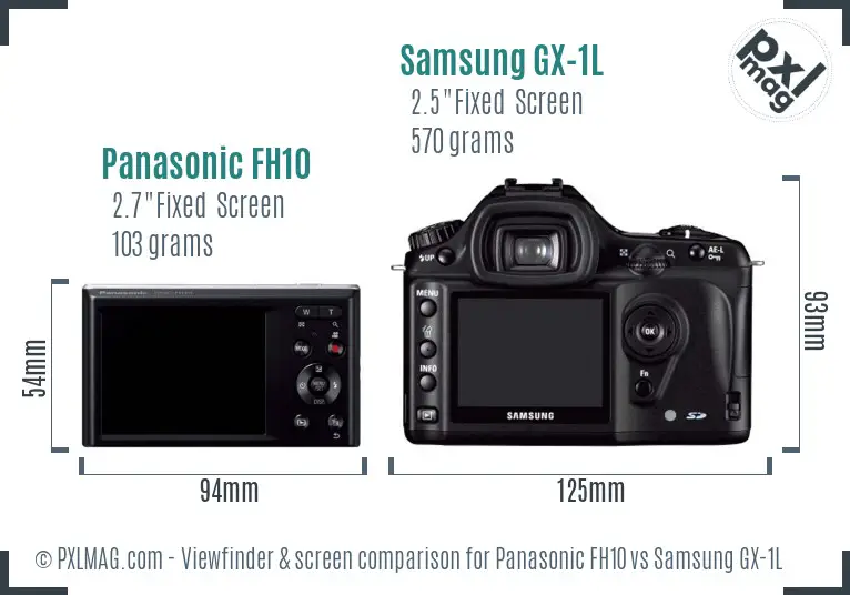 Panasonic FH10 vs Samsung GX-1L Screen and Viewfinder comparison