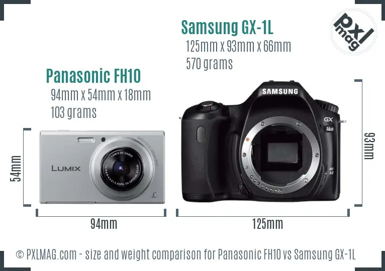 Panasonic FH10 vs Samsung GX-1L size comparison