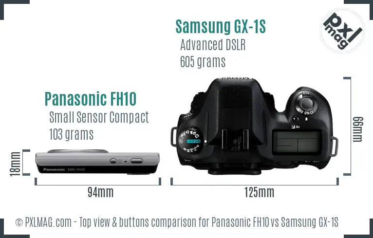 Panasonic FH10 vs Samsung GX-1S top view buttons comparison