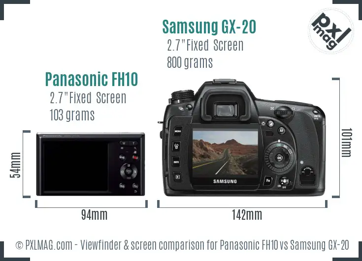 Panasonic FH10 vs Samsung GX-20 Screen and Viewfinder comparison