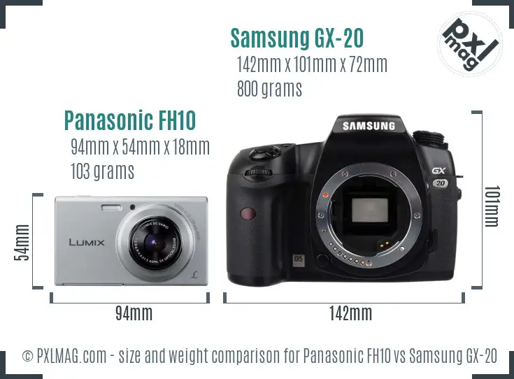 Panasonic FH10 vs Samsung GX-20 size comparison