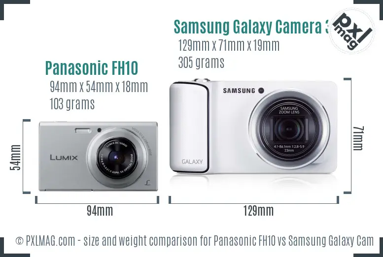 Panasonic FH10 vs Samsung Galaxy Camera 3G size comparison
