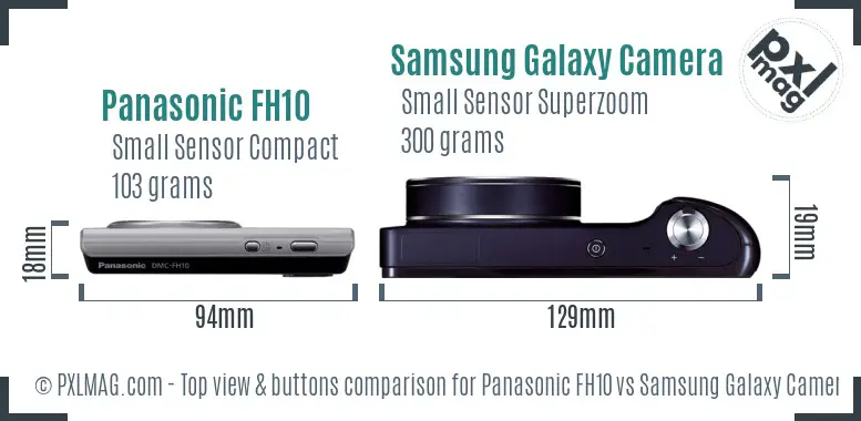 Panasonic FH10 vs Samsung Galaxy Camera top view buttons comparison