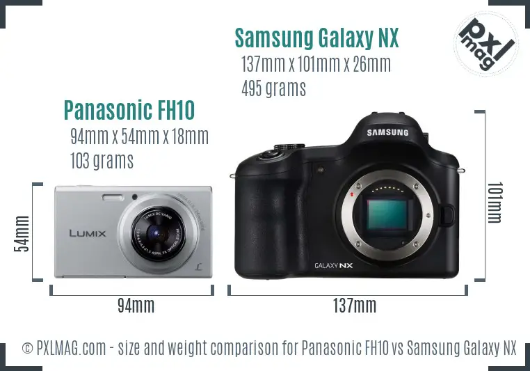 Panasonic FH10 vs Samsung Galaxy NX size comparison Panasonic FH10 vs Samsung Galaxy NX size comparison