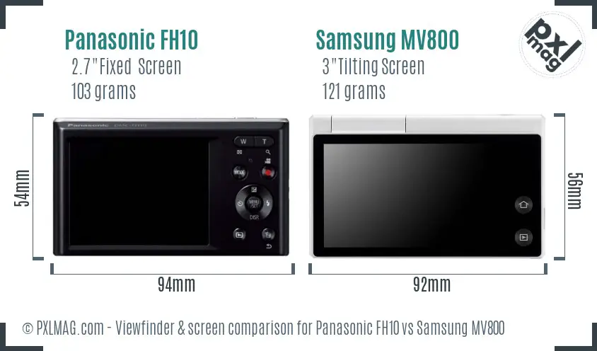 Panasonic FH10 vs Samsung MV800 Screen and Viewfinder comparison Panasonic FH10 vs Samsung MV800 Screen and Viewfinder comparison