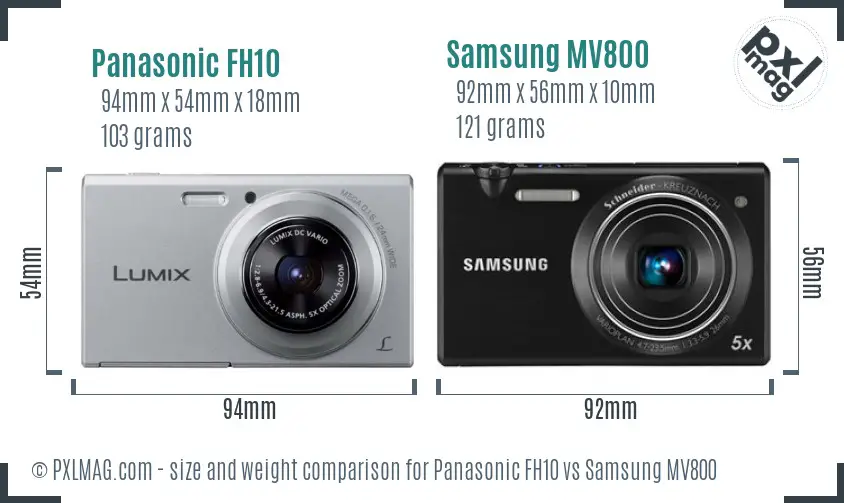 Panasonic FH10 vs Samsung MV800 size comparison Panasonic FH10 vs Samsung MV800 size comparison