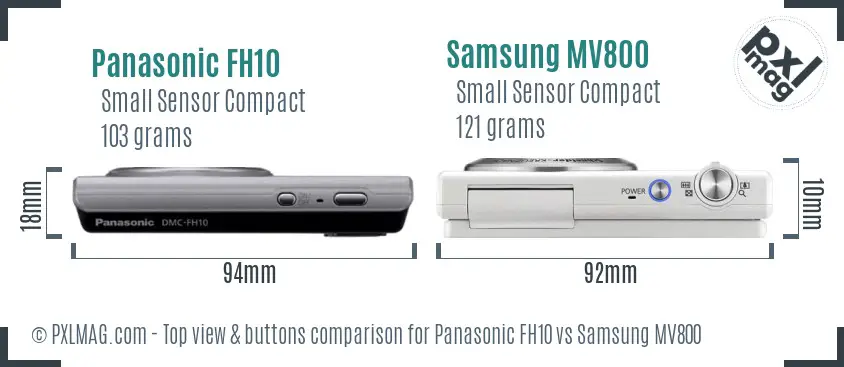 Panasonic FH10 vs Samsung MV800 top view buttons comparison Panasonic FH10 vs Samsung MV800 top view buttons comparison
