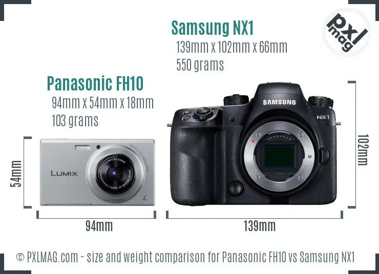 Panasonic FH10 vs Samsung NX1 size comparison