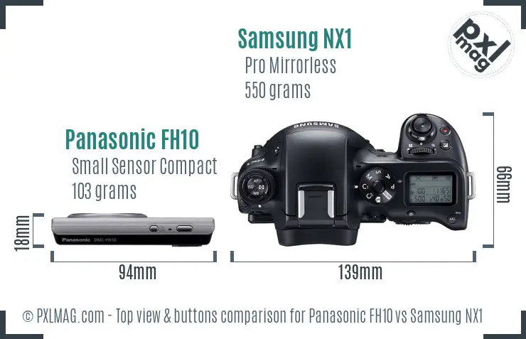 Panasonic FH10 vs Samsung NX1 top view buttons comparison