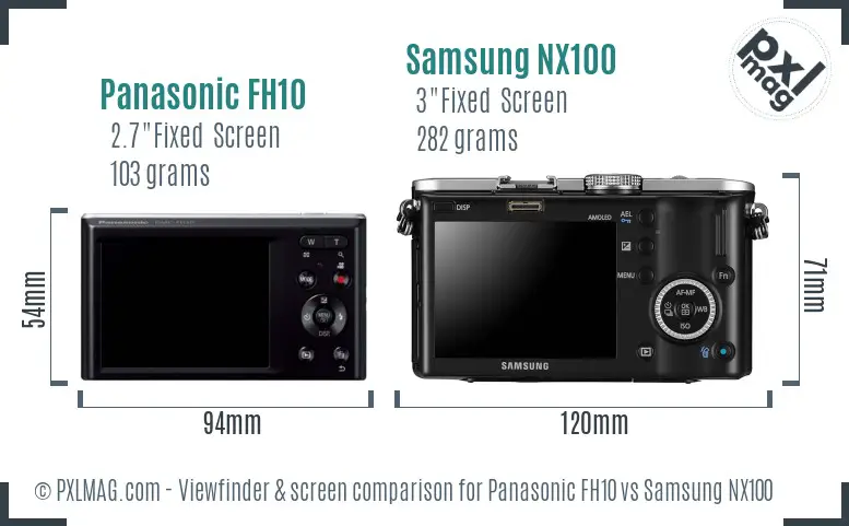 Panasonic FH10 vs Samsung NX100 Screen and Viewfinder comparison