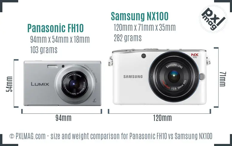 Panasonic FH10 vs Samsung NX100 size comparison