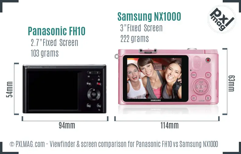 Panasonic FH10 vs Samsung NX1000 Screen and Viewfinder comparison