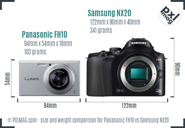 Panasonic FH10 vs Samsung NX20 size comparison
