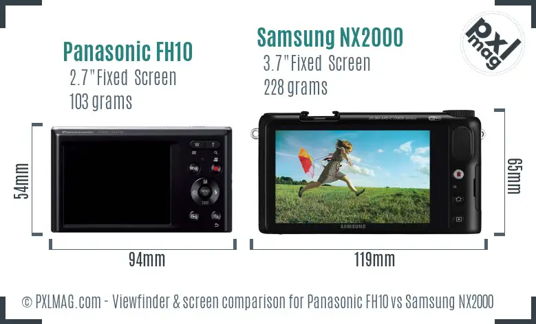 Panasonic FH10 vs Samsung NX2000 Screen and Viewfinder comparison