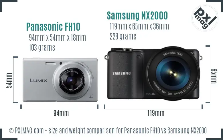 Panasonic FH10 vs Samsung NX2000 size comparison