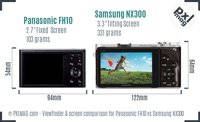 Panasonic FH10 vs Samsung NX300 Screen and Viewfinder comparison