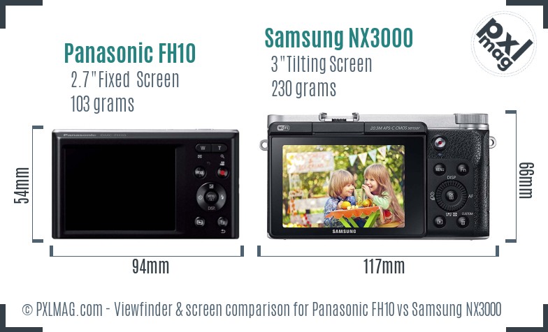 Panasonic FH10 vs Samsung NX3000 Screen and Viewfinder comparison