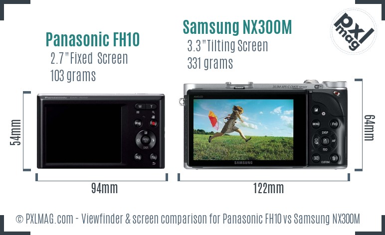 Panasonic FH10 vs Samsung NX300M Screen and Viewfinder comparison