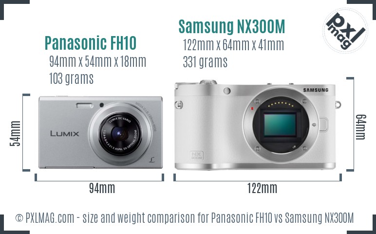 Panasonic FH10 vs Samsung NX300M size comparison Panasonic FH10 vs Samsung NX300M size comparison