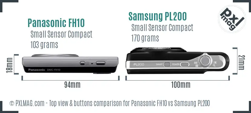Panasonic FH10 vs Samsung PL200 top view buttons comparison