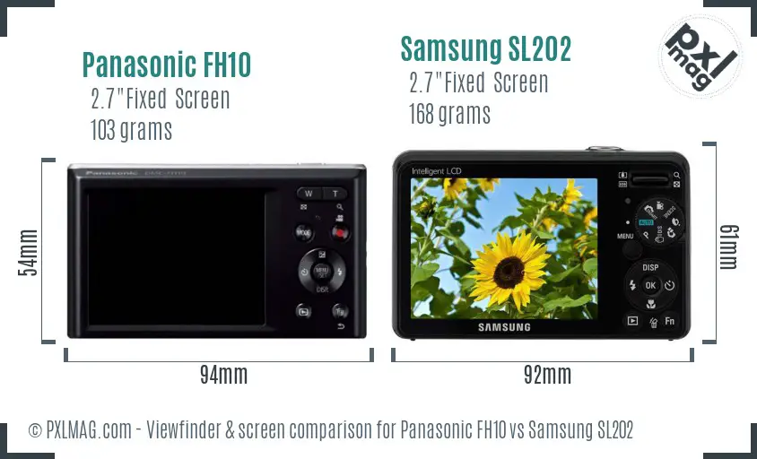 Panasonic FH10 vs Samsung SL202 Screen and Viewfinder comparison Panasonic FH10 vs Samsung SL202 Screen and Viewfinder comparison