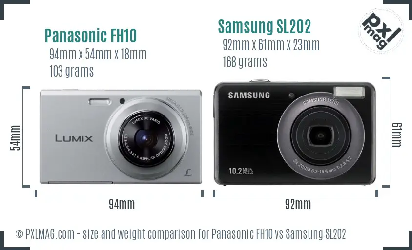 Panasonic FH10 vs Samsung SL202 size comparison Panasonic FH10 vs Samsung SL202 size comparison