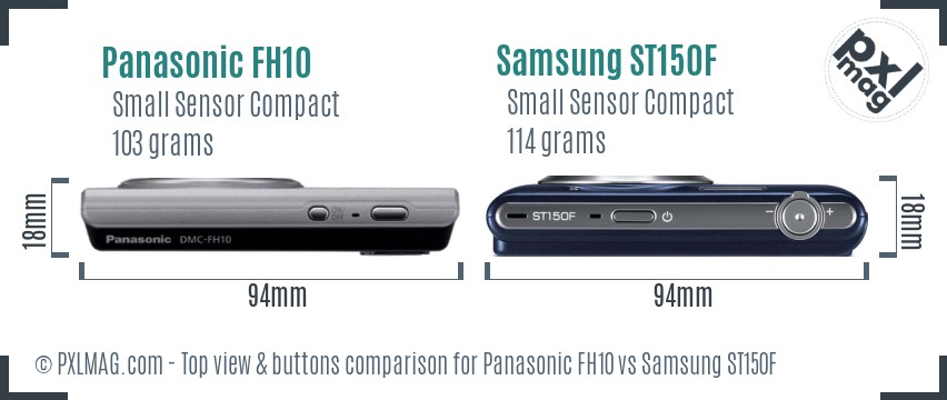 Panasonic FH10 vs Samsung ST150F top view buttons comparison