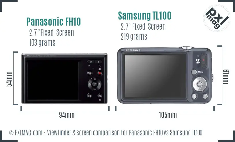 Panasonic FH10 vs Samsung TL100 Screen and Viewfinder comparison