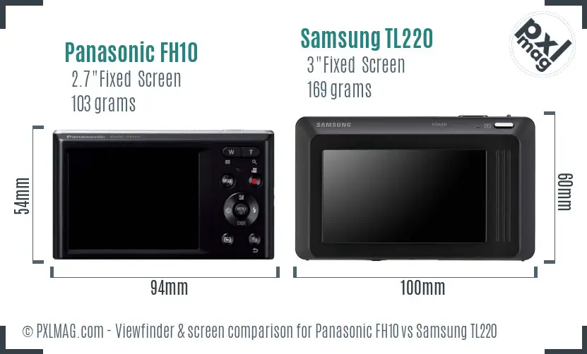 Panasonic FH10 vs Samsung TL220 Screen and Viewfinder comparison