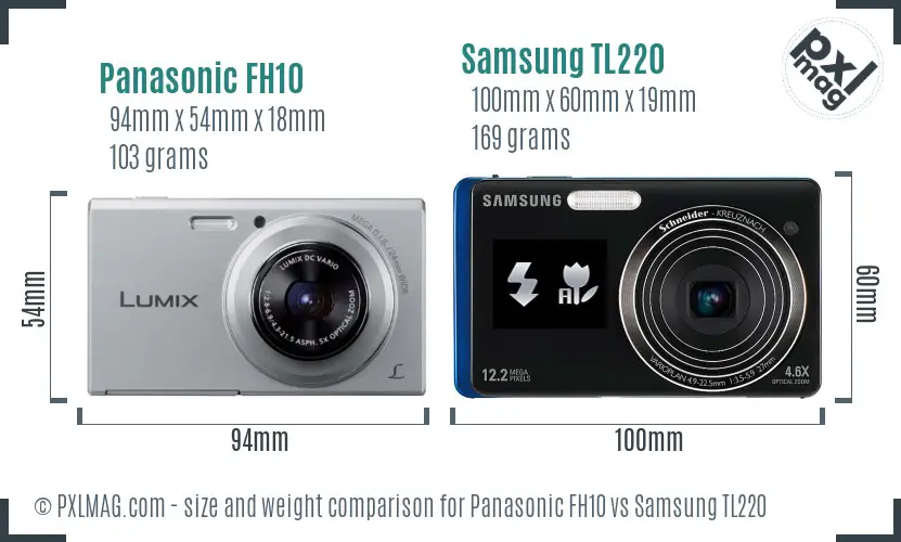 Panasonic FH10 vs Samsung TL220 size comparison