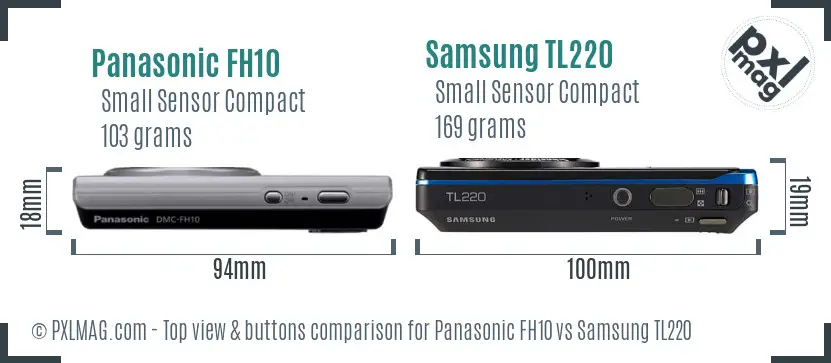 Panasonic FH10 vs Samsung TL220 top view buttons comparison