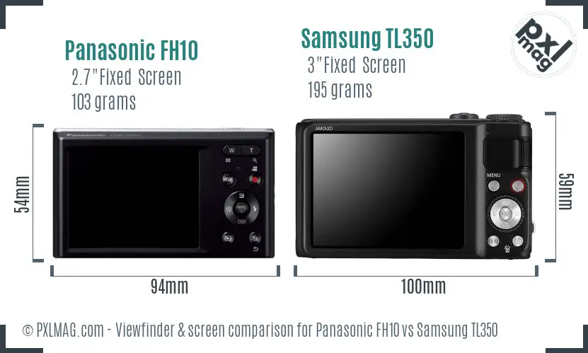 Panasonic FH10 vs Samsung TL350 Screen and Viewfinder comparison