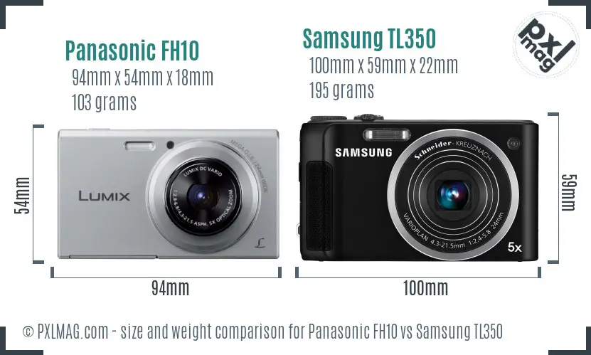 Panasonic FH10 vs Samsung TL350 size comparison