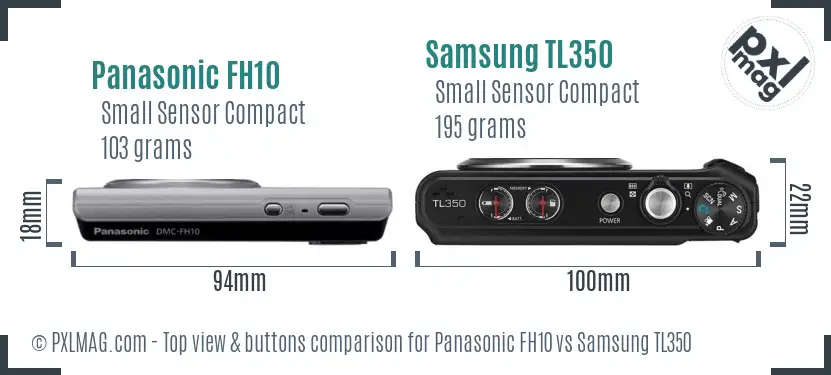 Panasonic FH10 vs Samsung TL350 top view buttons comparison