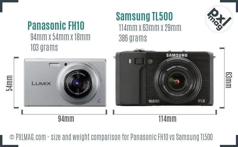 Panasonic FH10 vs Samsung TL500 size comparison Panasonic FH10 vs Samsung TL500 size comparison
