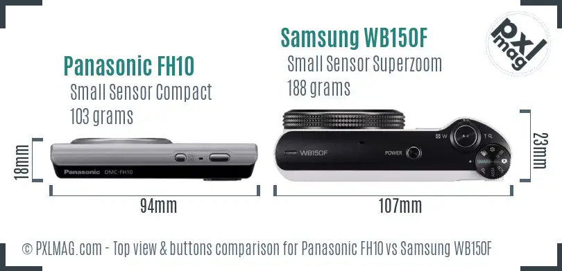 Panasonic FH10 vs Samsung WB150F top view buttons comparison