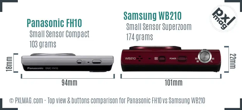 Panasonic FH10 vs Samsung WB210 top view buttons comparison