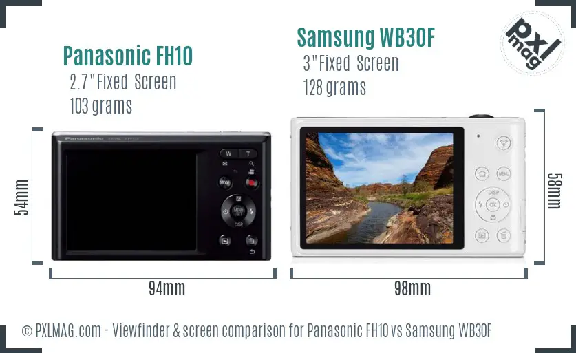 Panasonic FH10 vs Samsung WB30F Screen and Viewfinder comparison