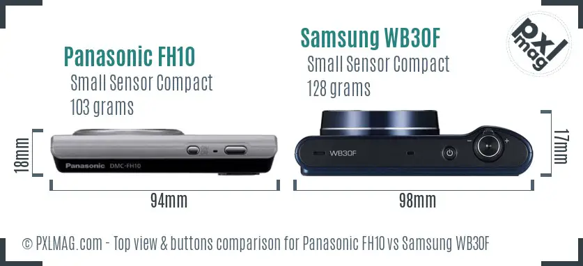 Panasonic FH10 vs Samsung WB30F top view buttons comparison