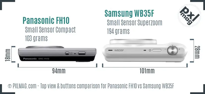 Panasonic FH10 vs Samsung WB35F top view buttons comparison